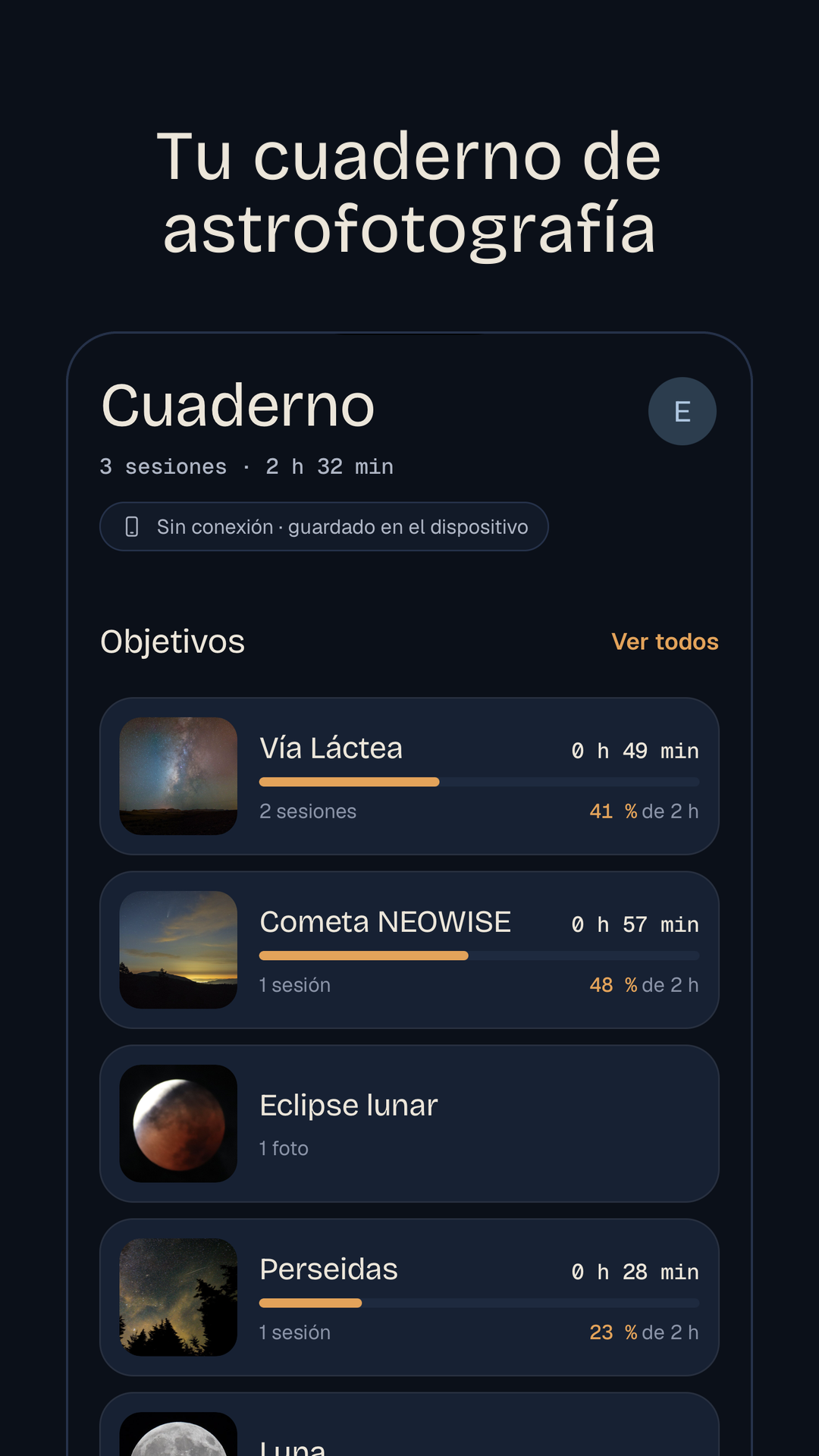 Tu cuaderno de astrofotografía
