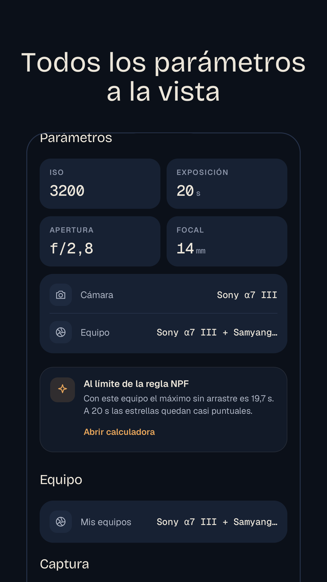 Todos los parámetros a la vista