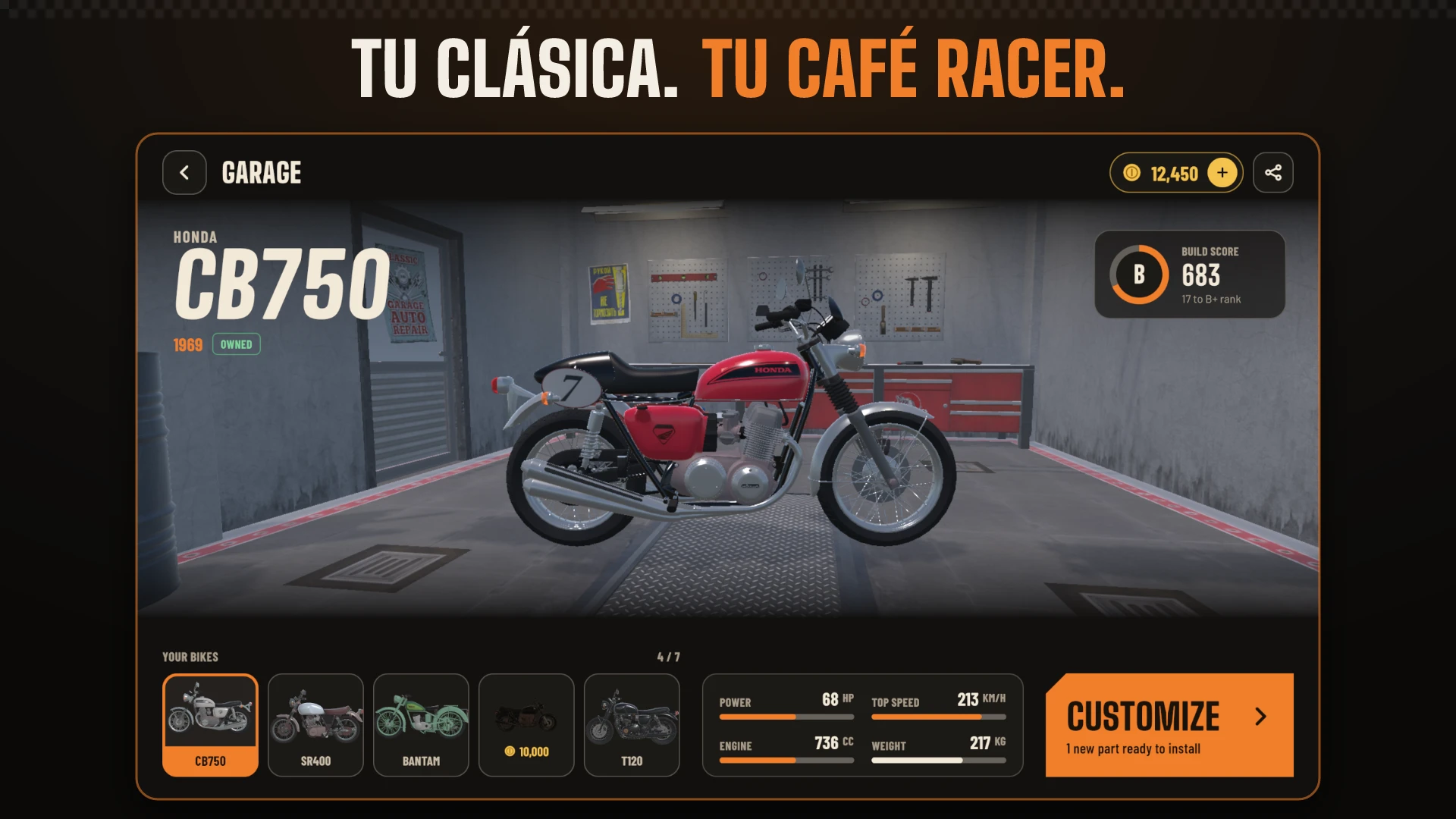 Garaje de Cafe Racer Garage con una Honda CB750