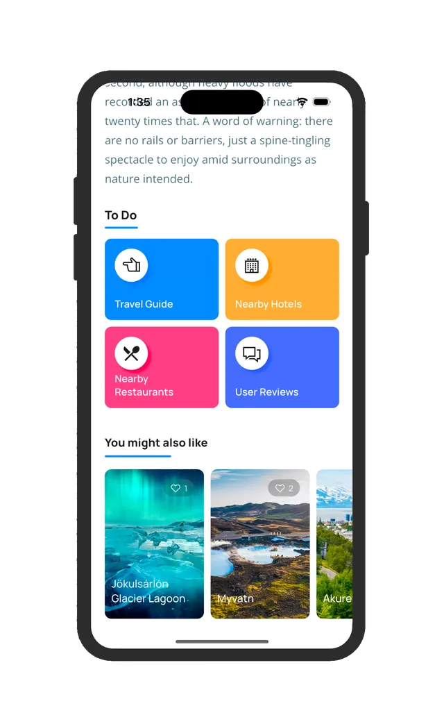 Ficha de un lugar con guía de viaje, hoteles y restaurantes cercanos y opiniones